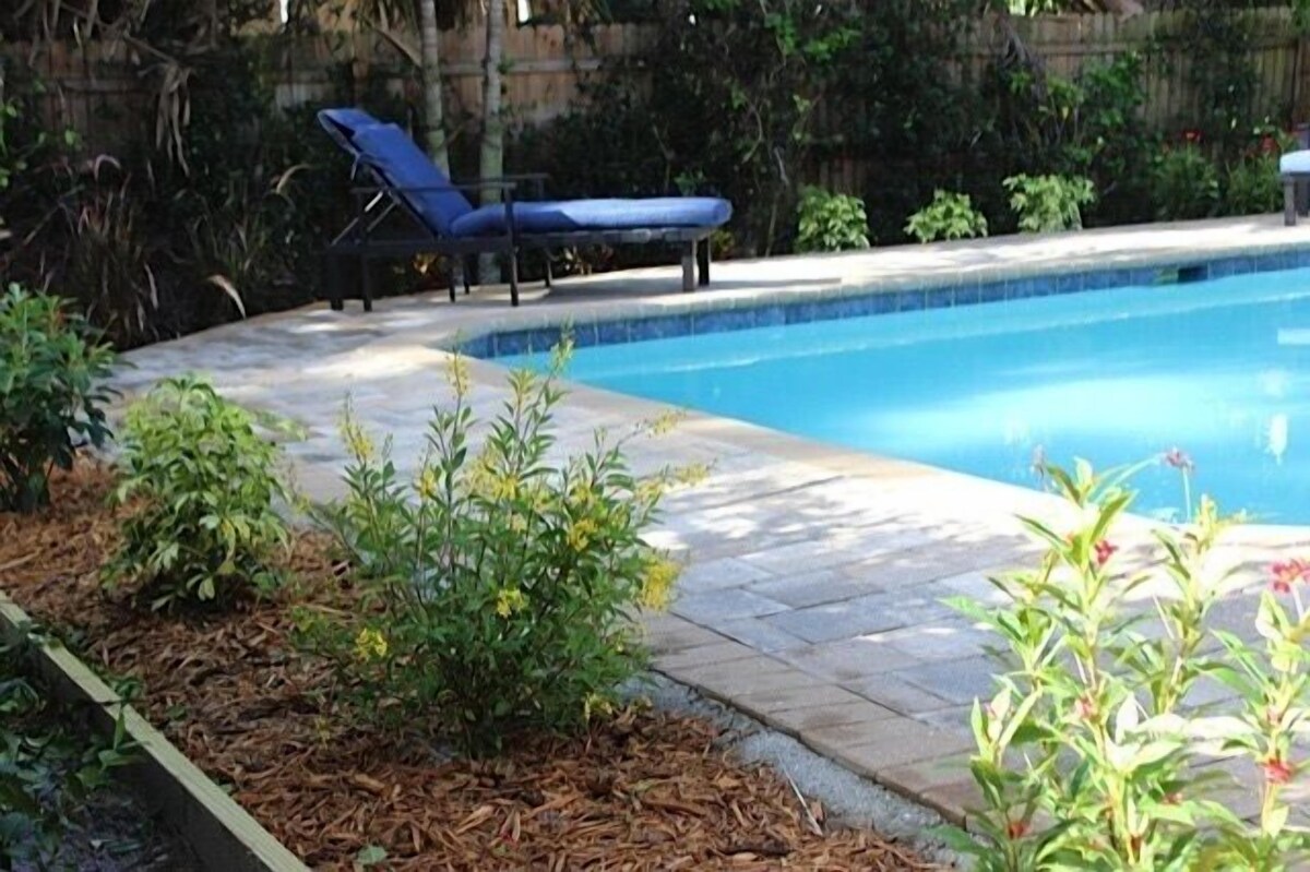 Photo 21 of Private, fenced-in pool, Morning Coffee on the porch and easy mile to the beach.