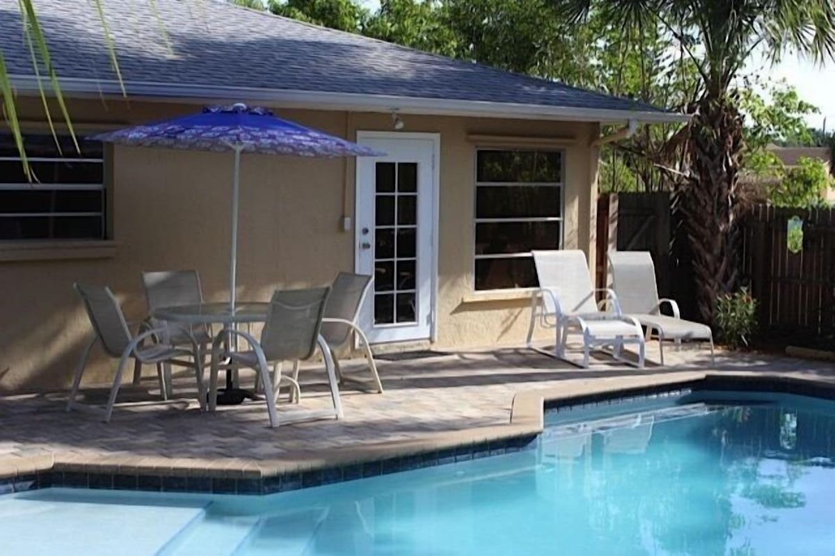 Photo 2 of Private, fenced-in pool, Morning Coffee on the porch and easy mile to the beach.