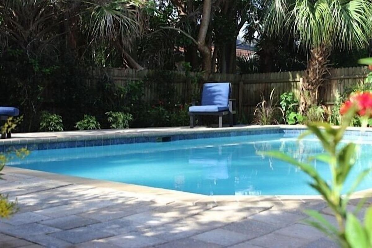 Photo 22 of Private, fenced-in pool, Morning Coffee on the porch and easy mile to the beach.