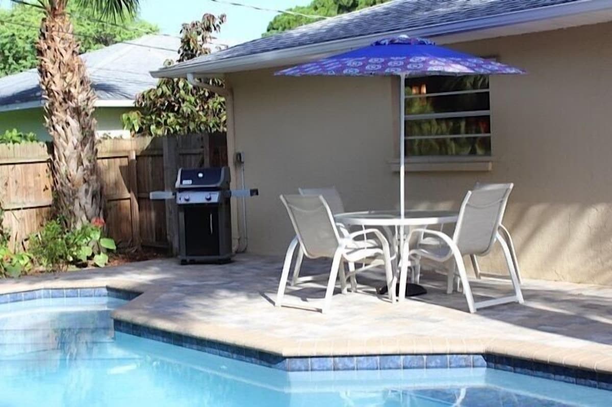 Photo 3 of Private, fenced-in pool, Morning Coffee on the porch and easy mile to the beach.