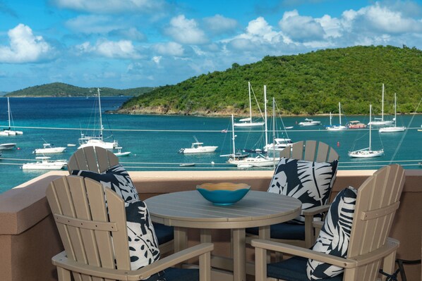 Outdoor dining - Grande Bay Resort ~Two Bed, One Bath, Walk to town, Penthouse Unit, View, Views, (St John)