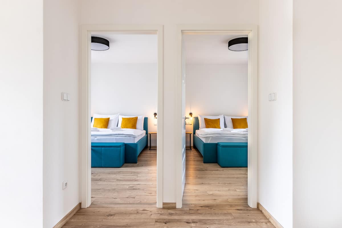 Family Apartment (3) | Select Comfort beds, desk, blackout drapes, soundproofing
