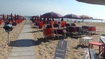 Private beach nearby, sun loungers, beach umbrellas