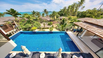 Outdoor pool, pool umbrellas