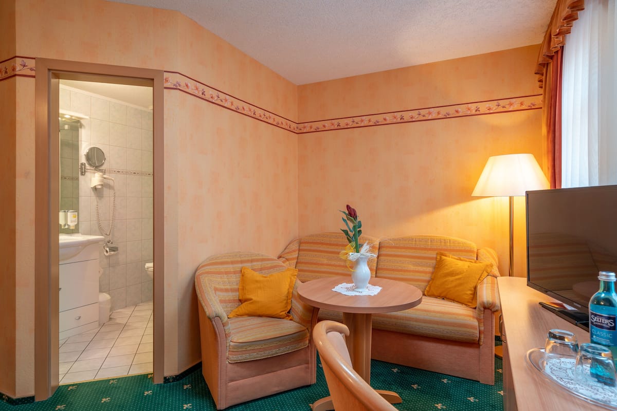 superior double room | living area | flat-screen tv