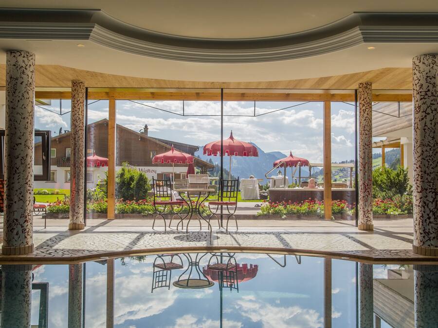 Indoor pool, open 7:00 AM to 7:00 PM, sun loungers