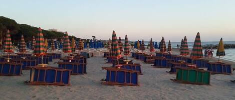 On the beach, white sand