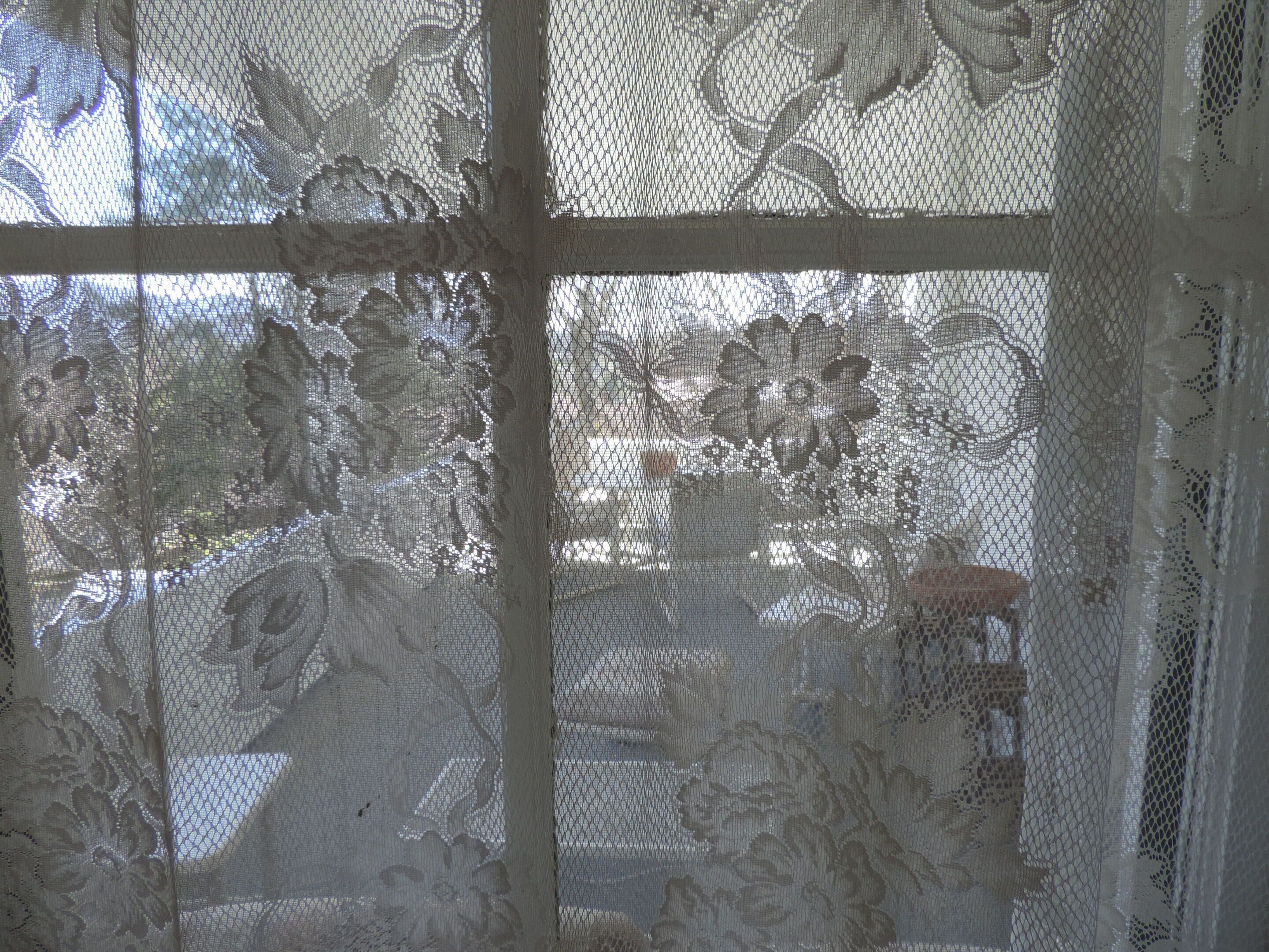 Une fenêtre ornée d’un motif floral.