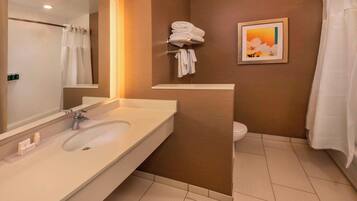 Free toiletries, hair dryer, towels