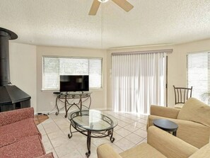 TV connectée, cheminée, lecteur de DVD