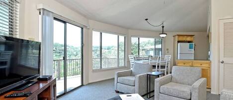 Smart TV, fireplace, DVD player