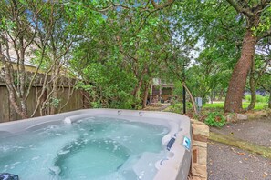 Looking back to the guest house from the hot tub