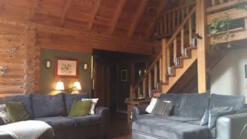 Una Smart TV, una chimenea, libros