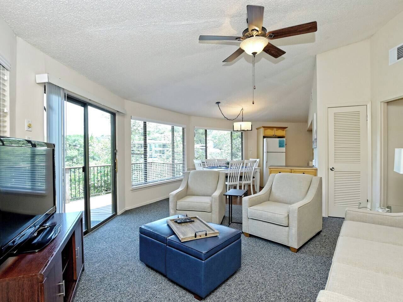 Smart TV, fireplace, DVD player