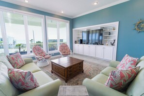 TV, video games, DVD player, video library
