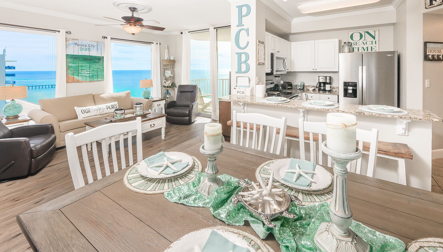 BeachFRONT w/ FREE beach service near Pier Park sleeps 4