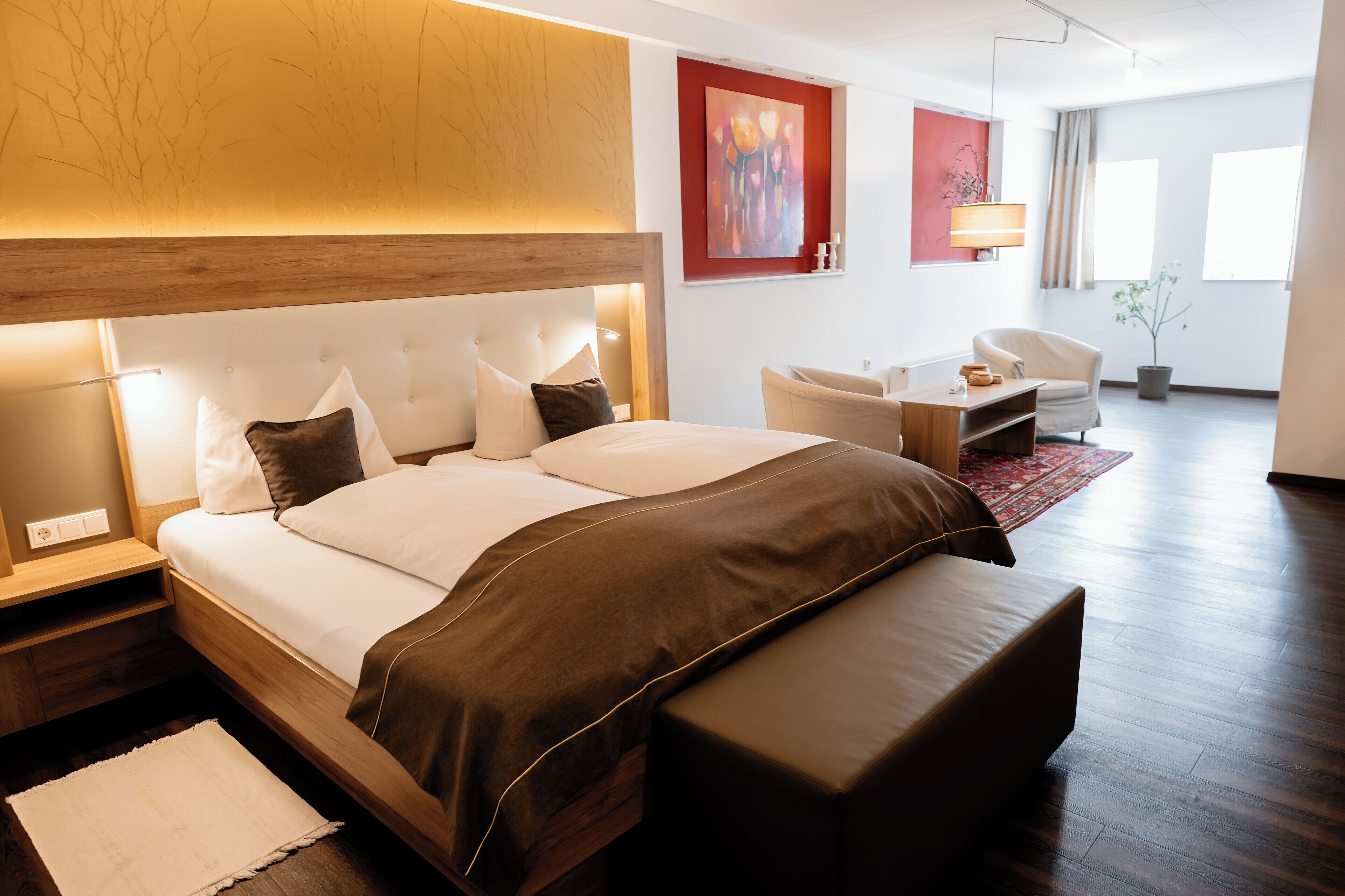 deluxe double room | living area | plasma tv