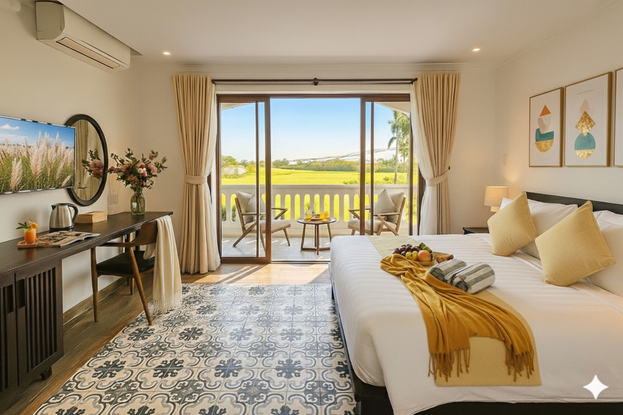 Kahden hengen superior-huone, näköala puutarhaan | Tallelokero huoneessa, työpöytä