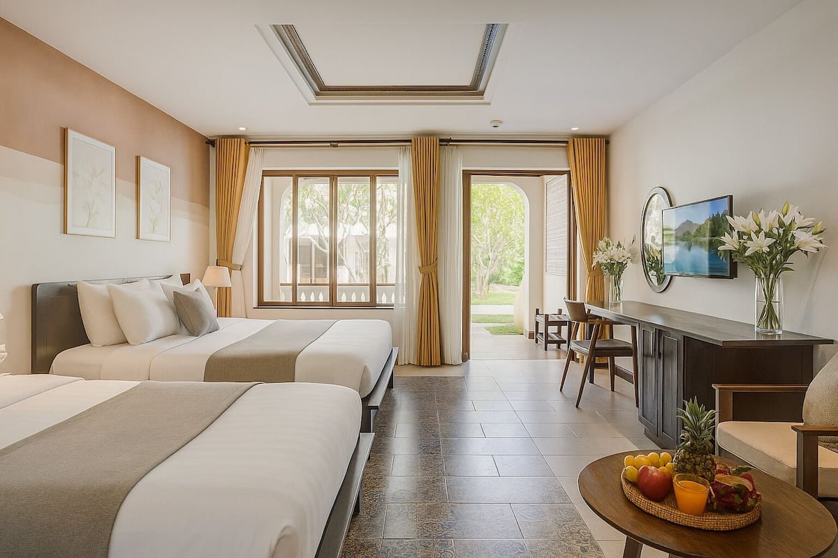 Family Room, Pool View | 1 bedroom, in-room safe, desk, laptop workspace