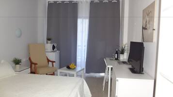 Desk, blackout curtains, iron/ironing board, free WiFi