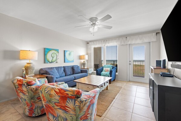 Condo, 2 Bedrooms | Living area | TV - Edgewater Unit #304 2 Bedroom Condo by RedAwning (South Padre Island)