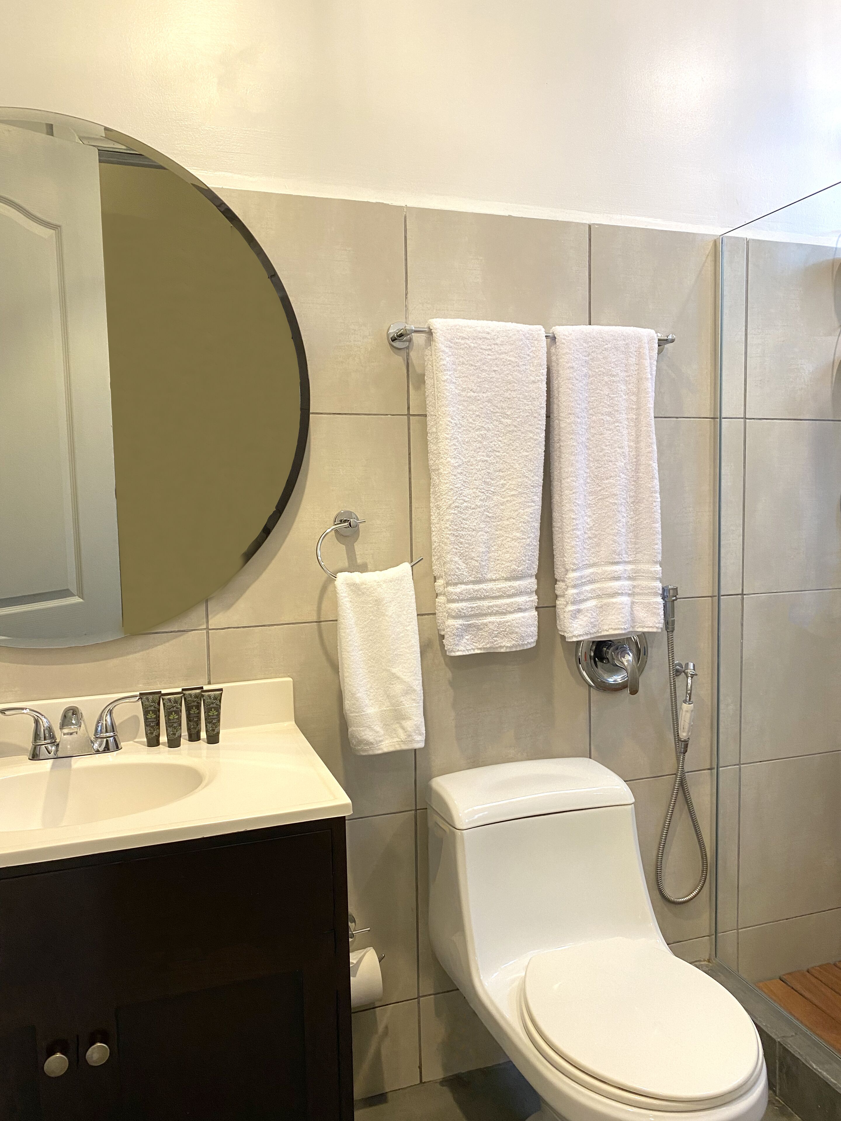 deluxe quadruple room, 2 queen beds (external bathroom) | bathroom | shower, rainfall showerhead, free toiletries, hair dryer