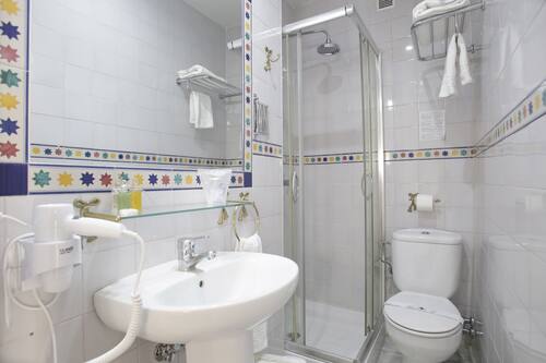 Einzelzimmer | Badezimmer | Dusche, kostenlose Toilettenartikel, Handtücher