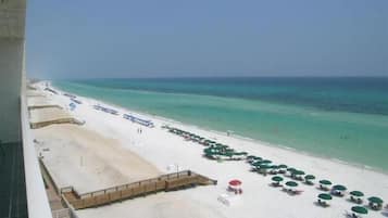 Accommodatie ligt op het strand, ligstoelen