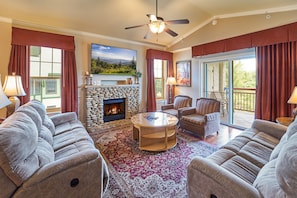 Smart TV, fireplace, video games