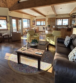 Smart TV, fireplace, video games, DVD player