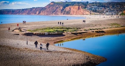Nykyaikainen perhe-ja lemmikkiystävällinen mökki lähellä Sidmouth WiFi. vuodepaikkoja 4
