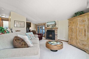 TV, fireplace, video games, DVD player