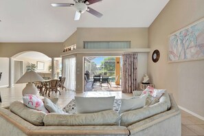 Smart TV, DVD player, books, video library