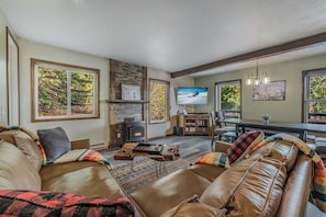 Téléviseur connecté, foyer, lecteur de DVD, livres