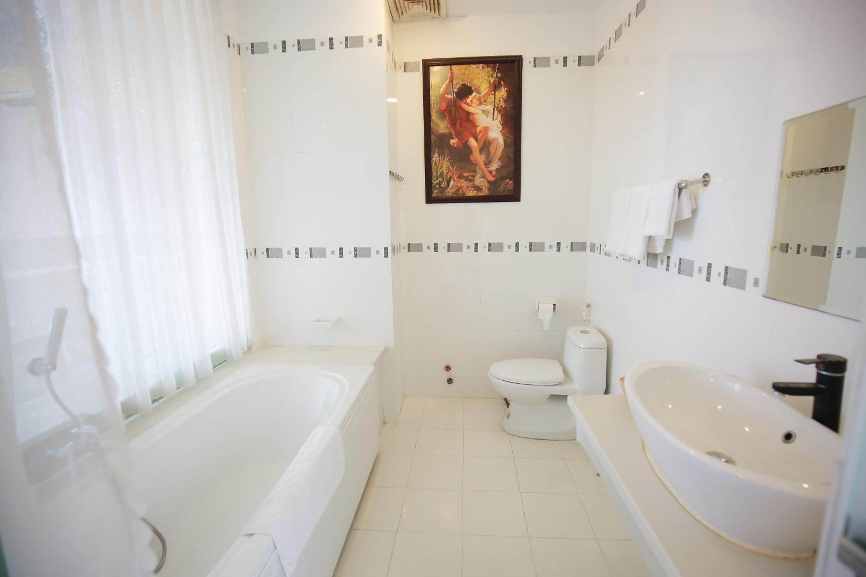 Free toiletries, hair dryer, slippers, towels