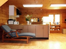 Flat-screen TV, DVD player