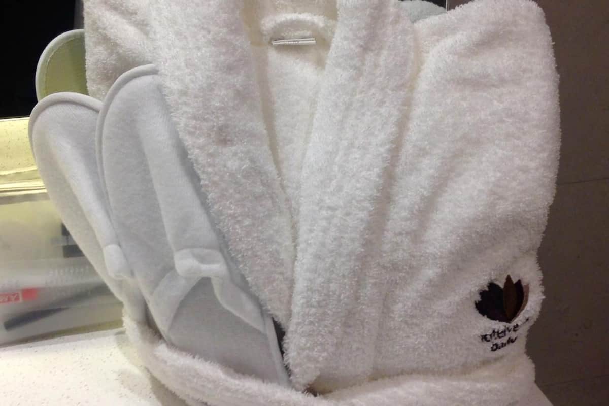 free toiletries, hair dryer, towels