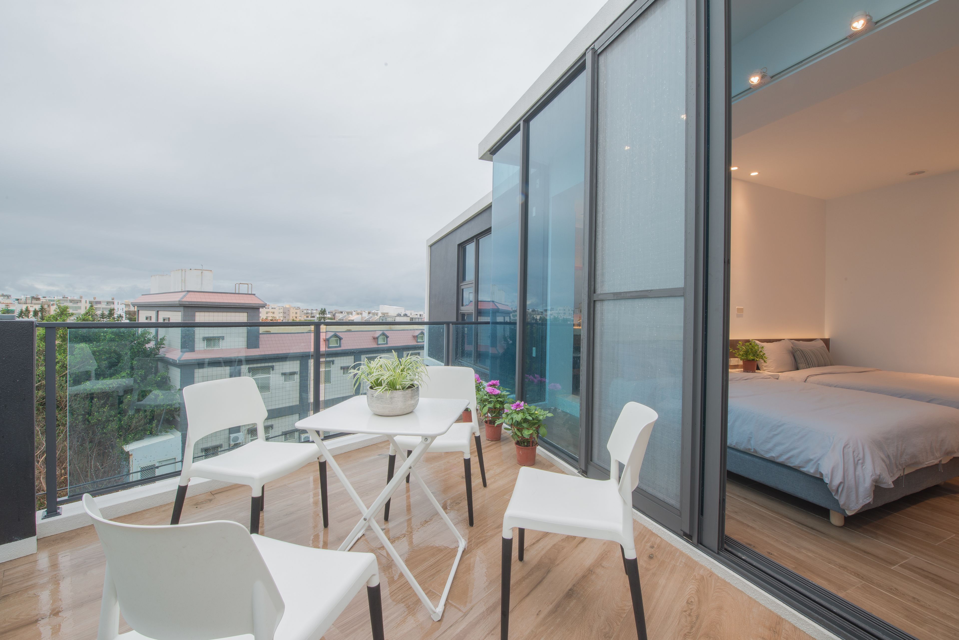 그랜드 쿼드룸, 더블침대 2개, 발코니 | 발코니