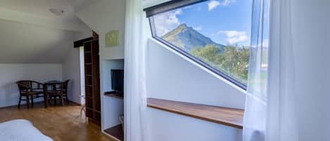 Deluxe Double Room, Private Bathroom, Mountain View | Blackout drapes, soundproofing, free WiFi, bed sheets