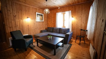 Flat-screen TV, fireplace, table tennis