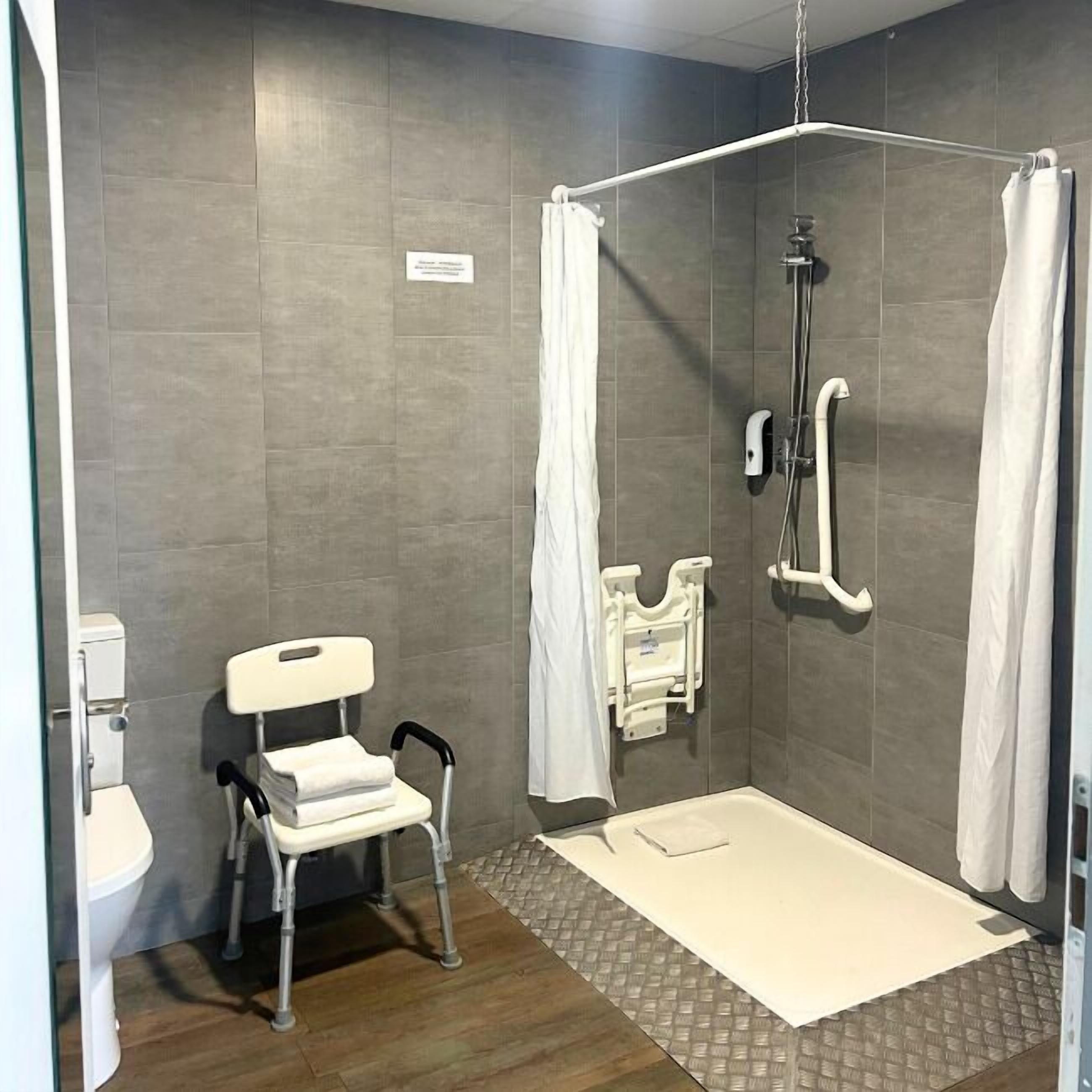 double room, accessible, ground floor | bathroom | shower, free toiletries, hair dryer, towels