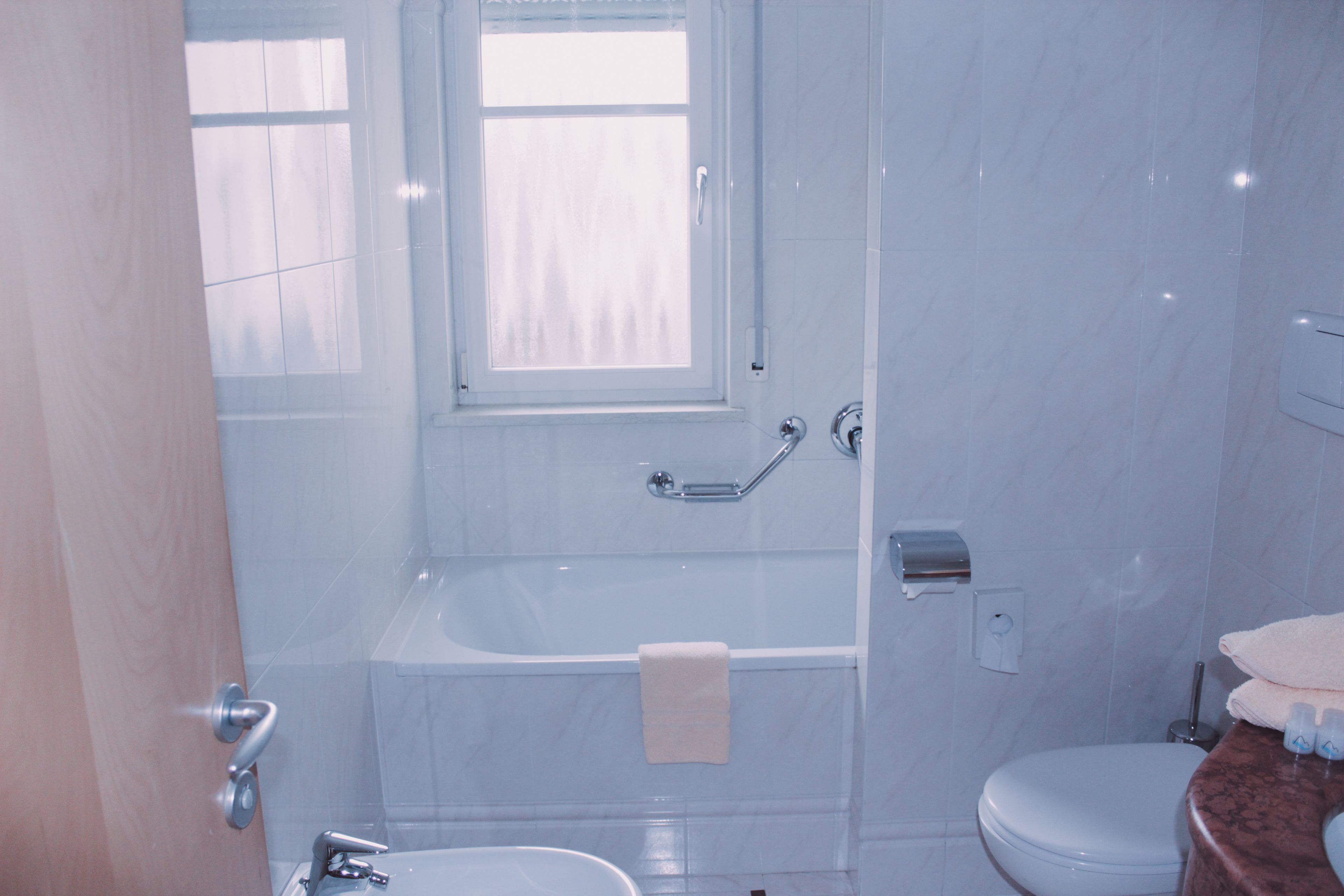 double room | bathroom | shower, hair dryer, bidet, towels
