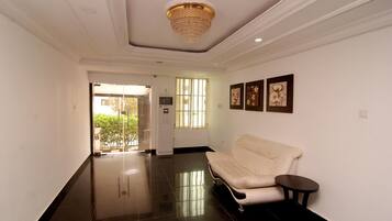 38-inch flat-screen TV with satellite channels, TV