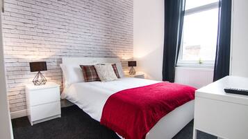 Desk, free WiFi, bed sheets