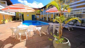 Outdoor pool, sun loungers