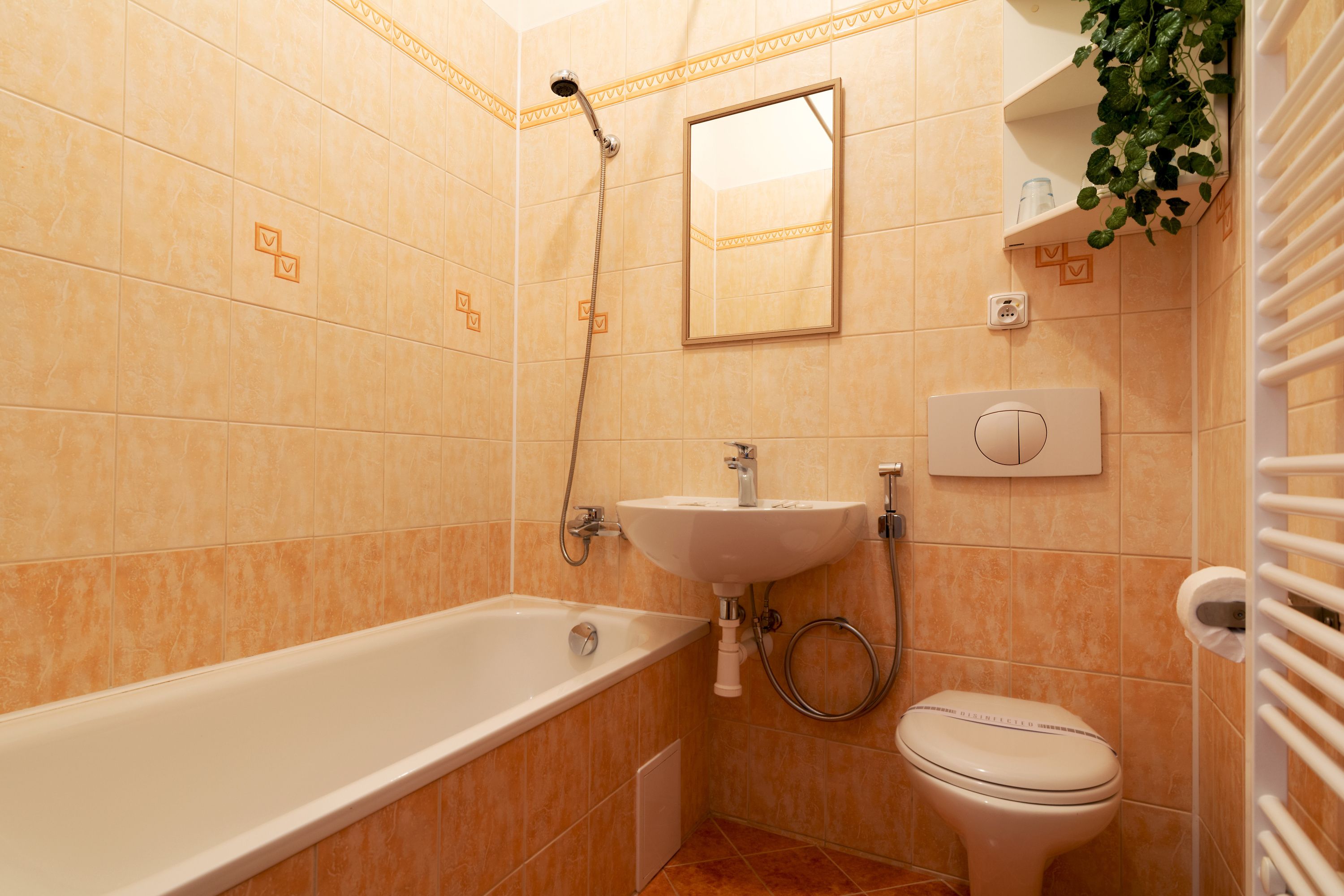 standard triple room, multiple beds, courtyard view | bathroom | hair dryer, towels, soap, shampoo