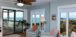 TV, DVD player, books, stereo