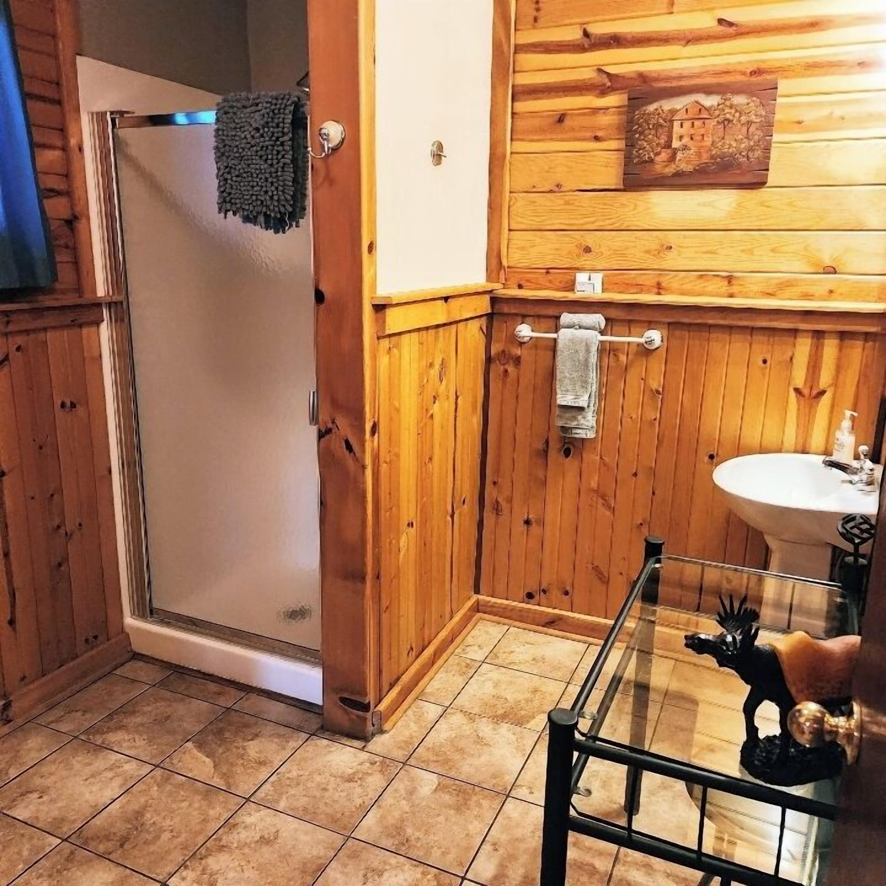 Baignoire à jets, sèche-cheveux, serviettes fournies, savon
