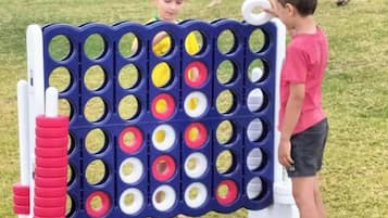 Guests can enjoy a game of fun and challenge on this outdoor game board.