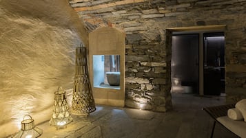 Parameðferðarherbergi, gufubað, líkamsmeðferð, heitsteinanudd